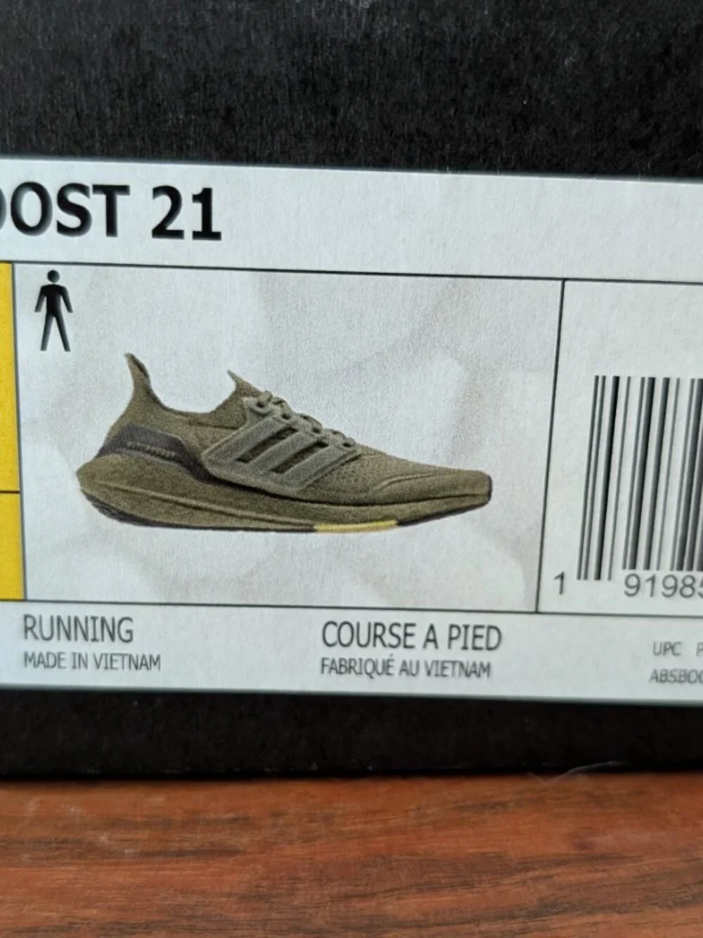 Adidas Ultraboost 21 - men's size 10 - NIB/NWT - focus olive / acid yellow
